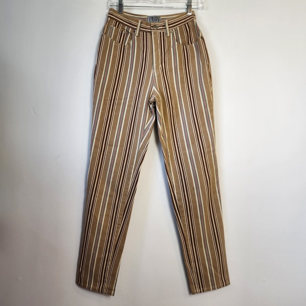 Vintage 90s Limited Jeans 6 Brown Striped High Rise Mom Jeans Western Boho Y2K